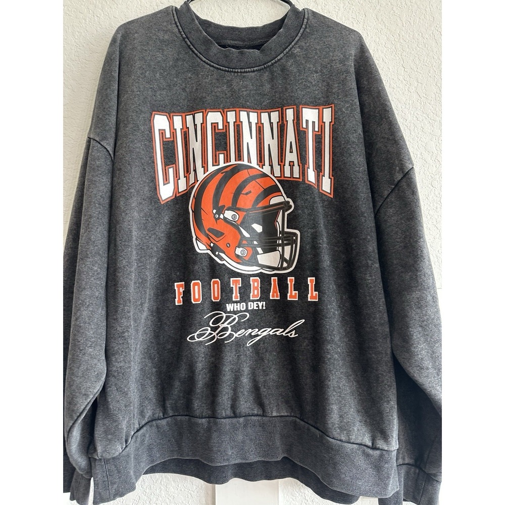 Gameday Couture Cincinnati Bengals Fleece Oversized Sweater XL Gray NFL